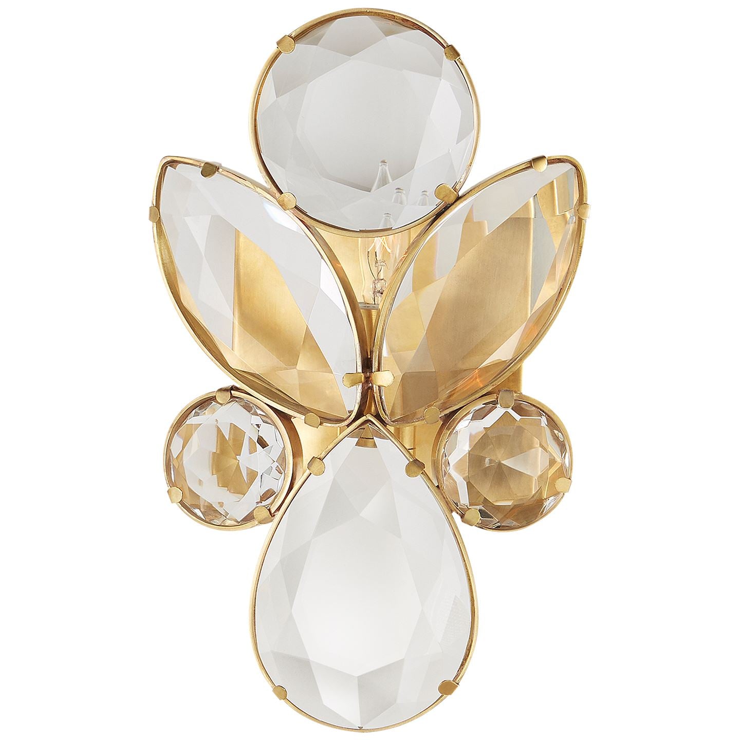 Lloyd Small Jeweled Sconce in Soft Brass with Clear Crystal - Salisbury & Manus