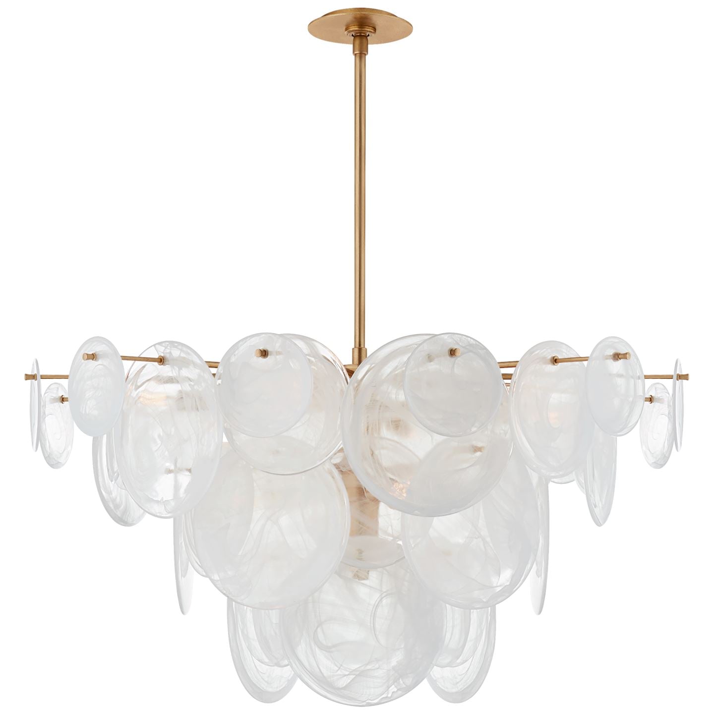 Loire Large Chandelier in Gild with White Strie Glass - Salisbury & Manus