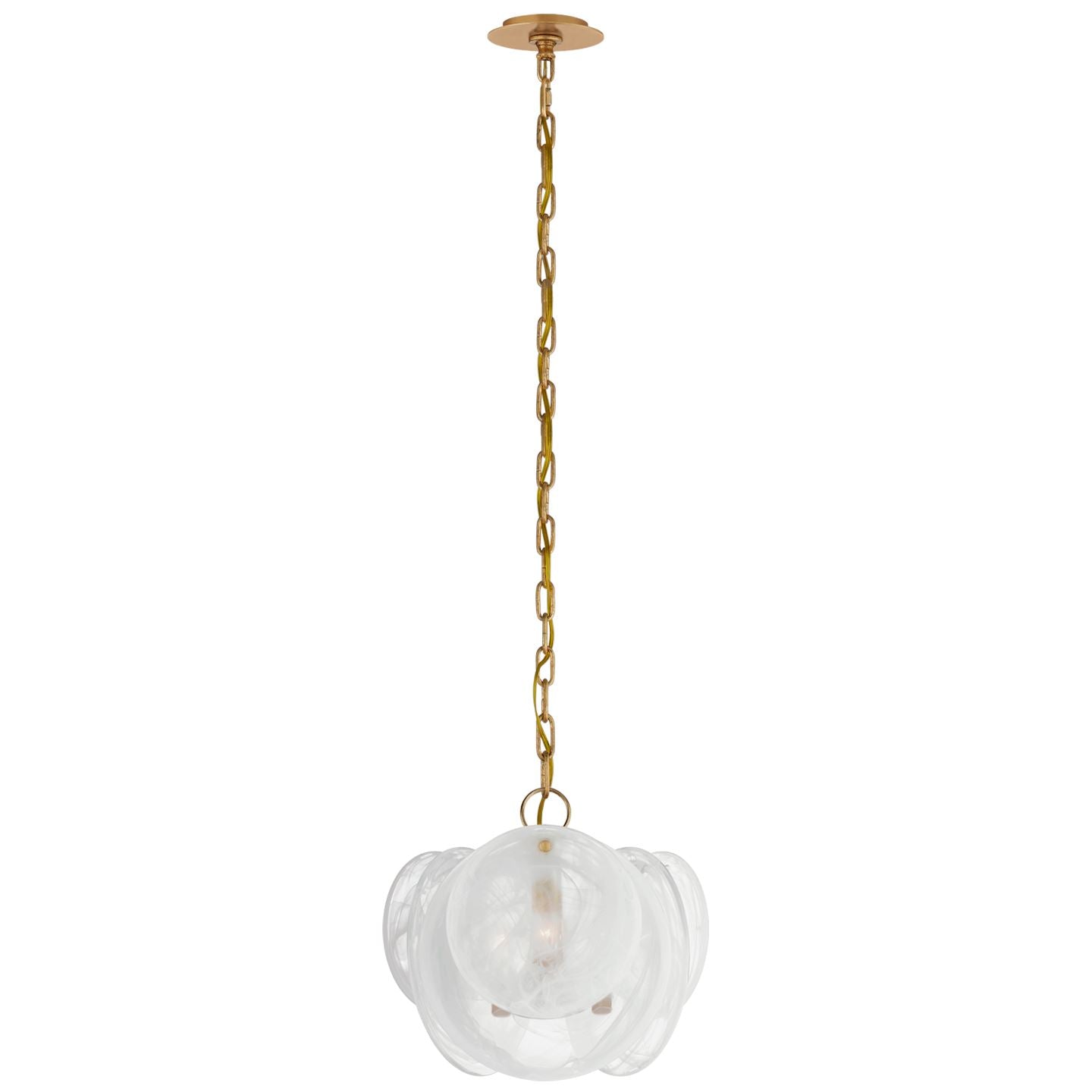 Loire Petite Chandelier in Gild with White Strie Glass - Salisbury & Manus