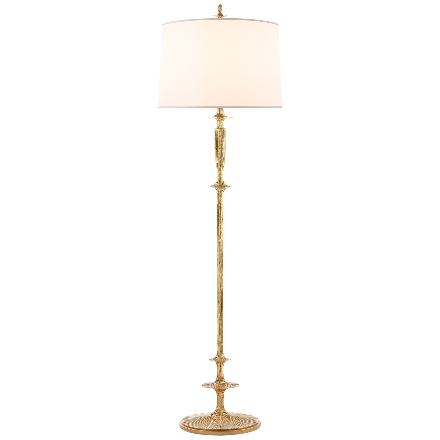 Lotus Floor Lamp in Gild with Silk Shade - Salisbury & Manus