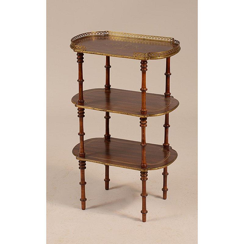Louis XVI Style Brass-Inlaid Mahogany Three-Tier Étagère - Salisbury & Manus
