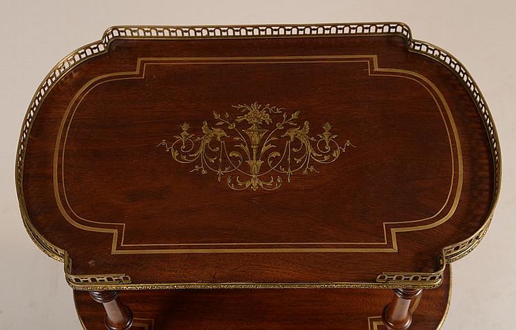 Louis XVI Style Brass-Inlaid Mahogany Three-Tier Étagère - Salisbury & Manus