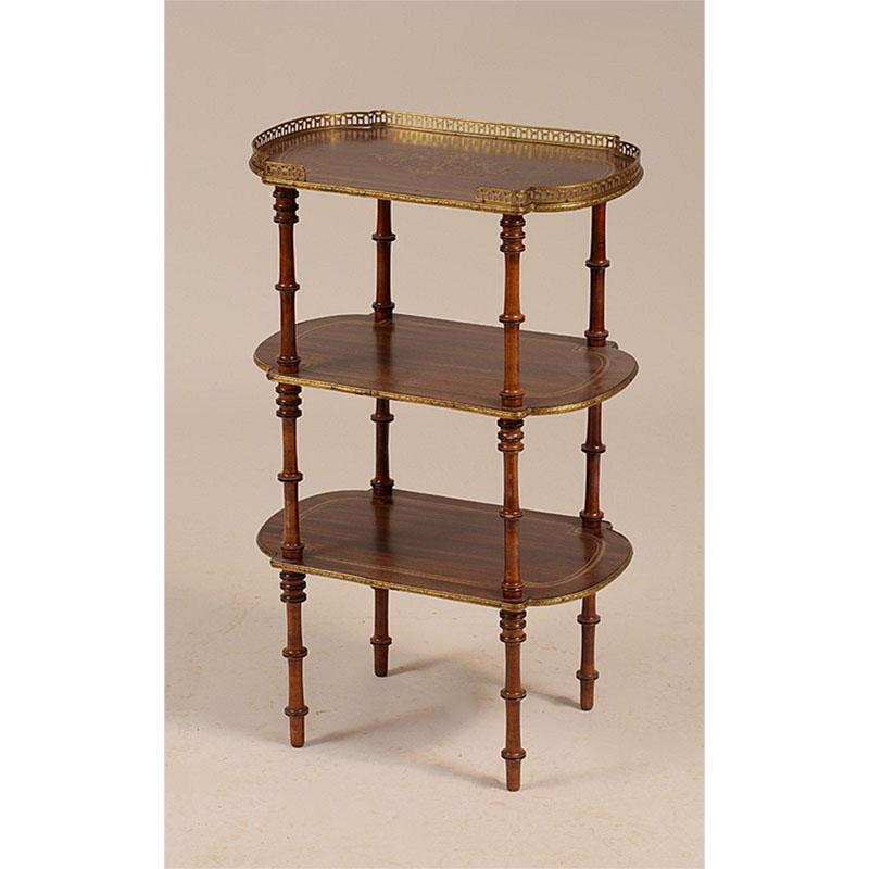 Louis XVI Style Brass-Inlaid Mahogany Three-Tier Étagère - Salisbury & Manus
