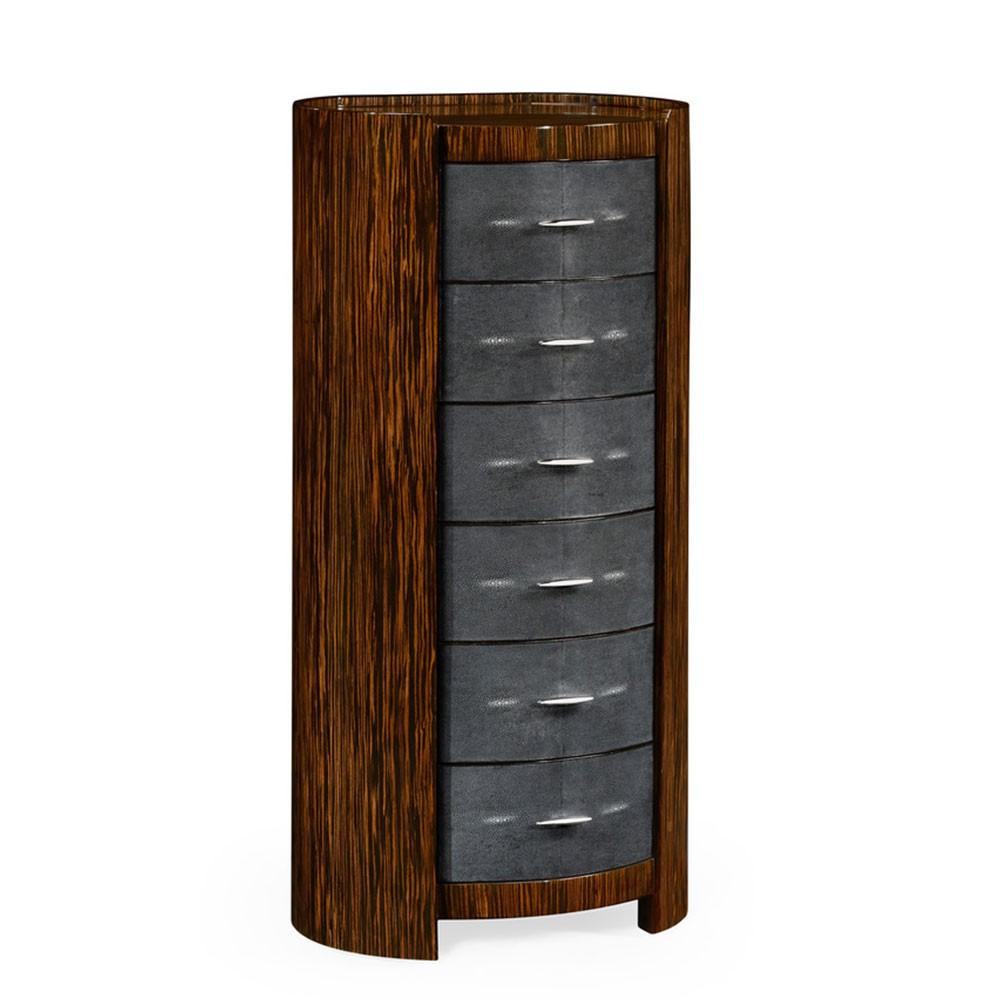 MACASSAR EBONY & SHAGREEN OVAL TALL CHEST - Salisbury & Manus