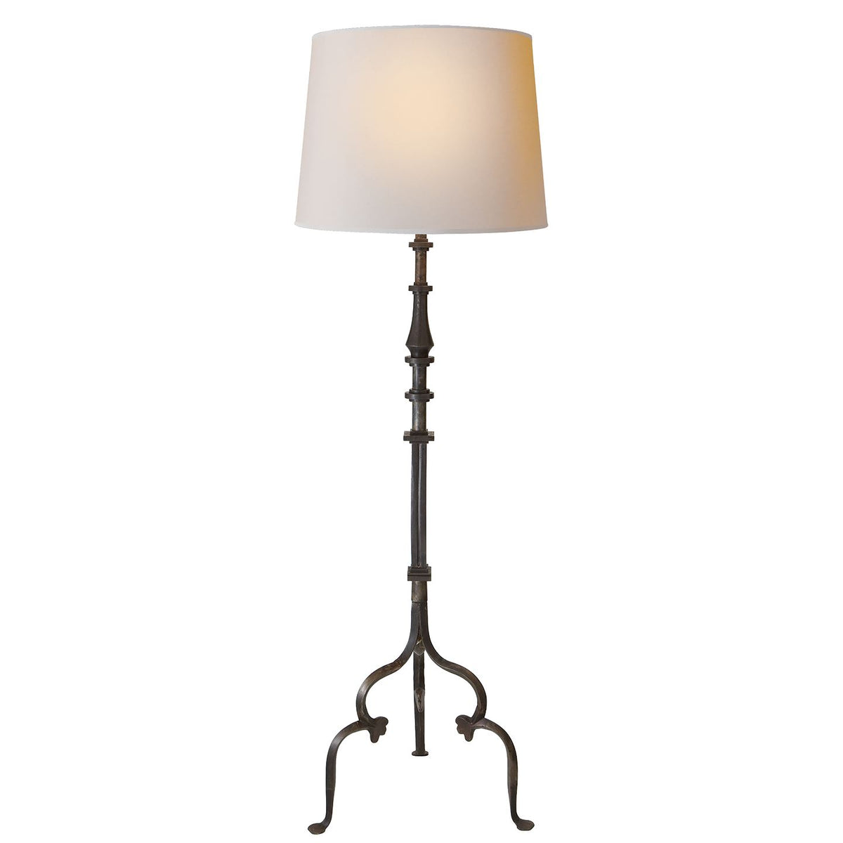 Madeleine Floor Lamp in Aged Iron with Natural Paper Shade - Salisbury & Manus