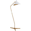 Mayotte Large Offset Floor Lamp in Hand-Rubbed Antique Brass with White Shade - Salisbury & Manus