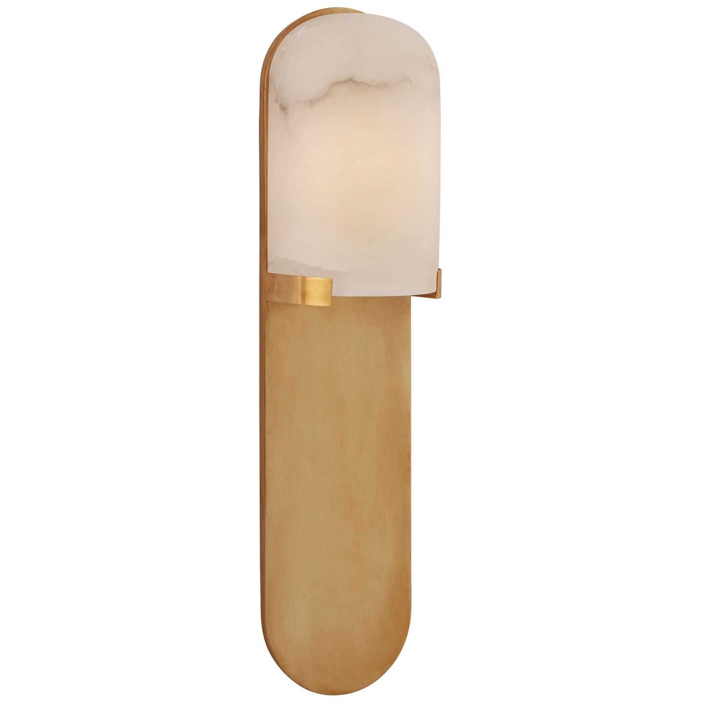 Melange Medium Elongated Pill Sconce in Antique-Burnished Brass with Alabaster Shade - Salisbury & Manus