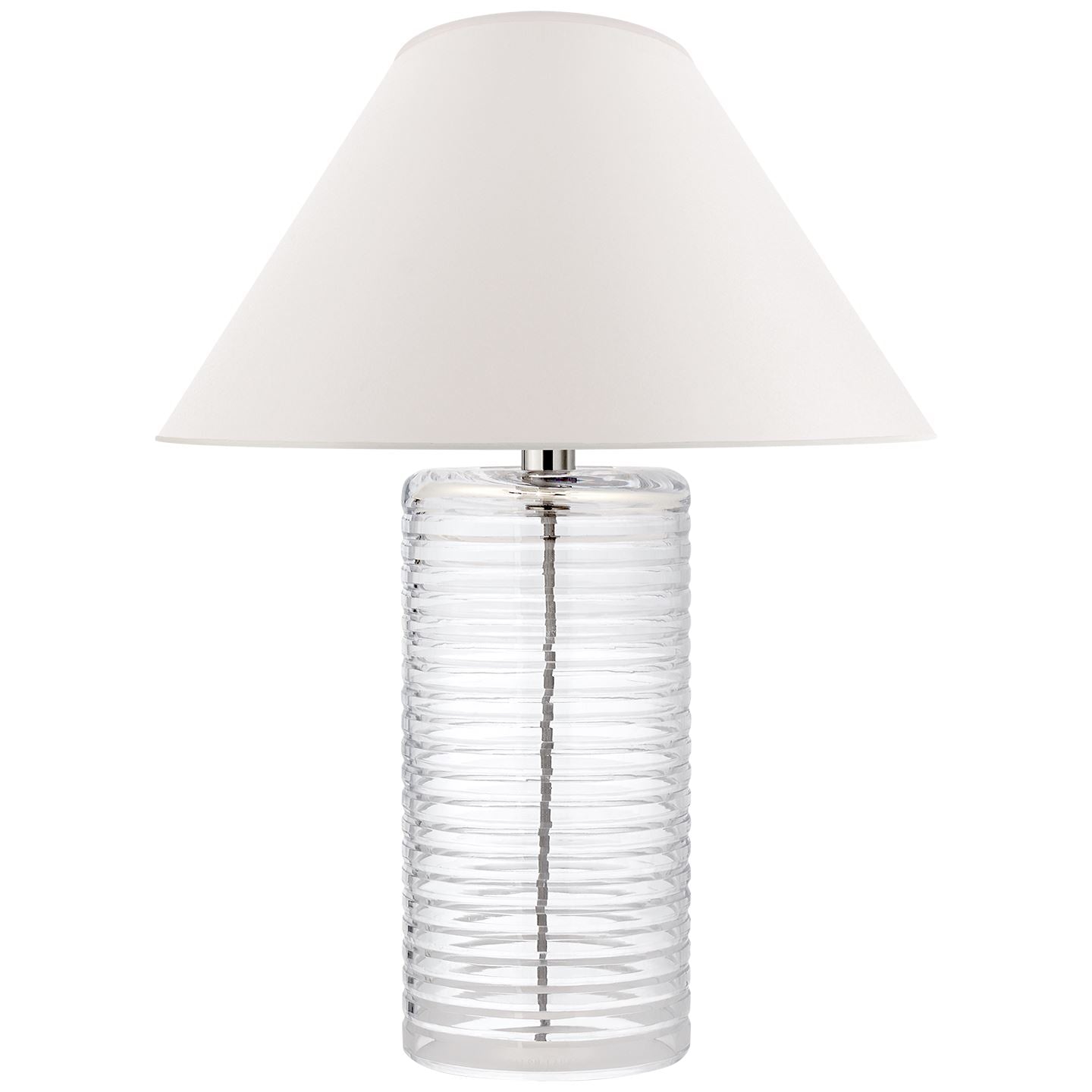Metropolis Table Lamp in Clear Glass with Silk Shade - Salisbury & Manus