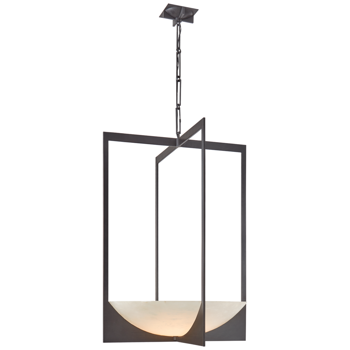 Michaela Large Chandelier in Aged Iron and Alabaster