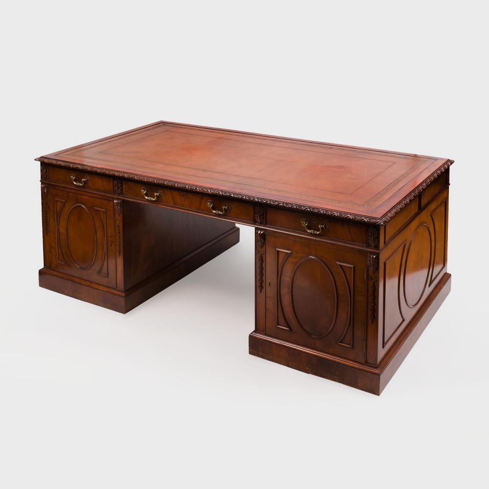 Mid 20th Century Mahogany Partners Desk - Salisbury & Manus