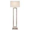 Modern Open Floor Lamp in Burnished Silver Leaf with Linen Shade - Salisbury & Manus