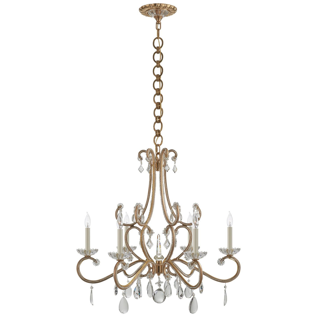 Montmartre Medium Chandelier in Hand-Rubbed Antique Brass with Crystal - Salisbury &amp; Manus