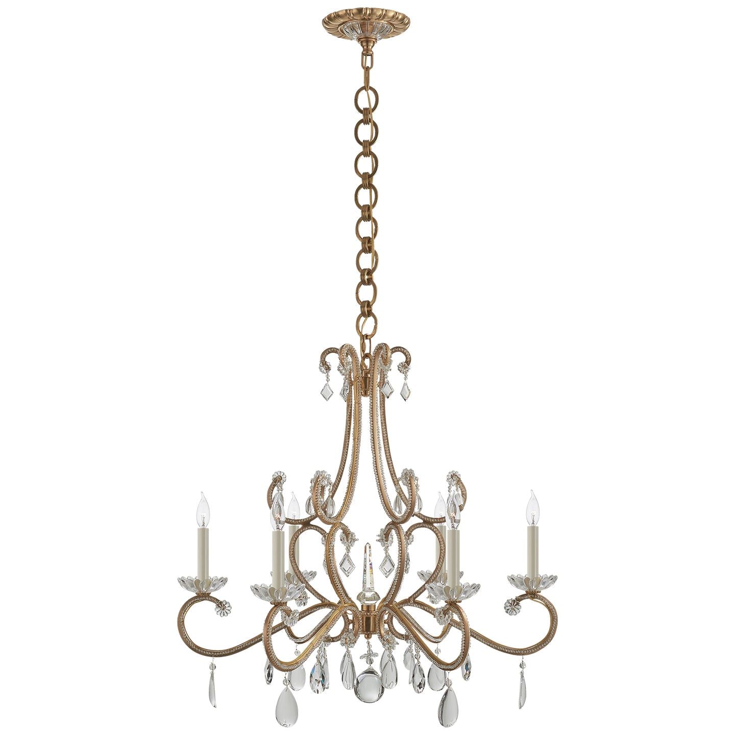 Montmartre Medium Chandelier in Hand-Rubbed Antique Brass with Crystal - Salisbury & Manus
