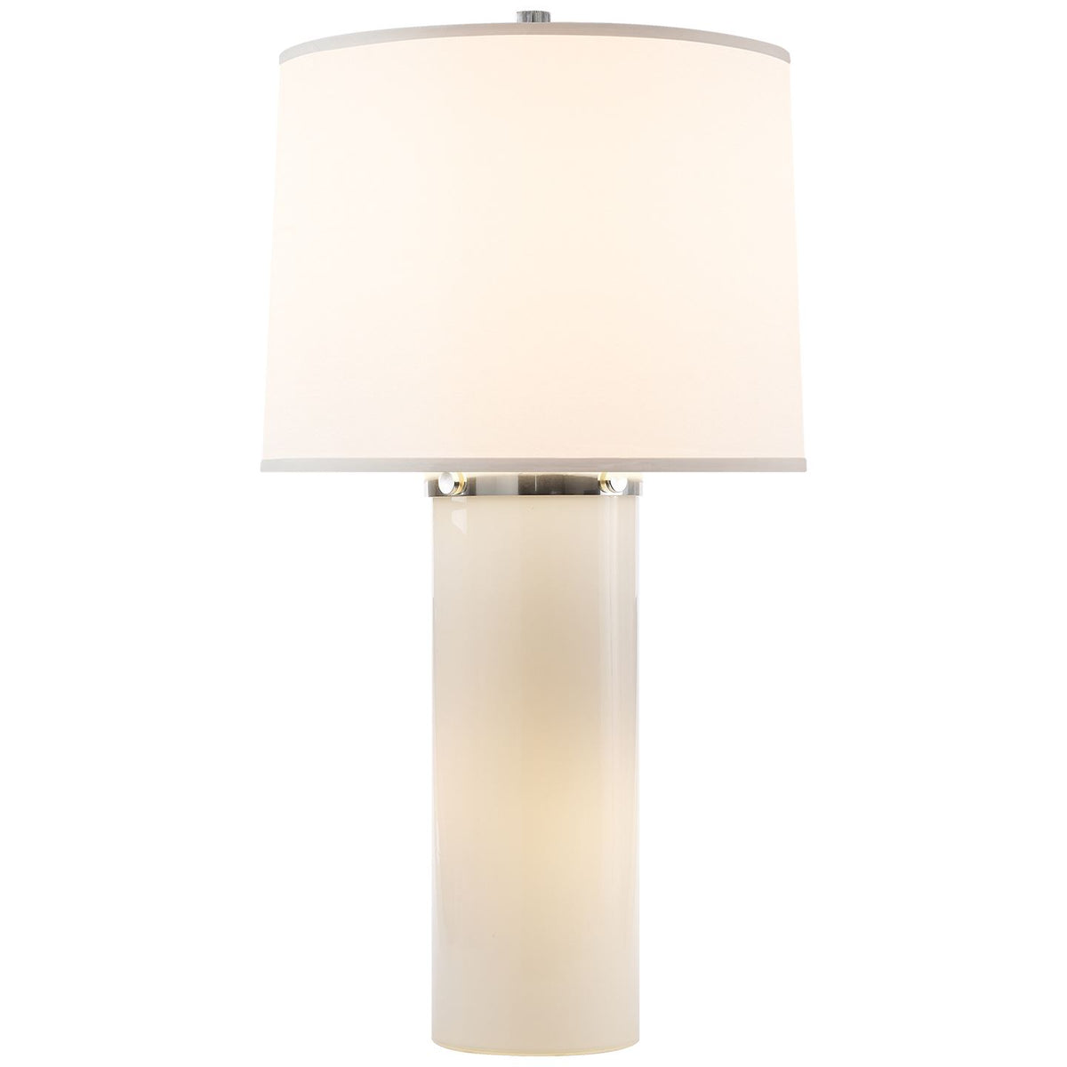 Moon Glow Table Lamp in White Glass with Silk Shade - Salisbury &amp; Manus