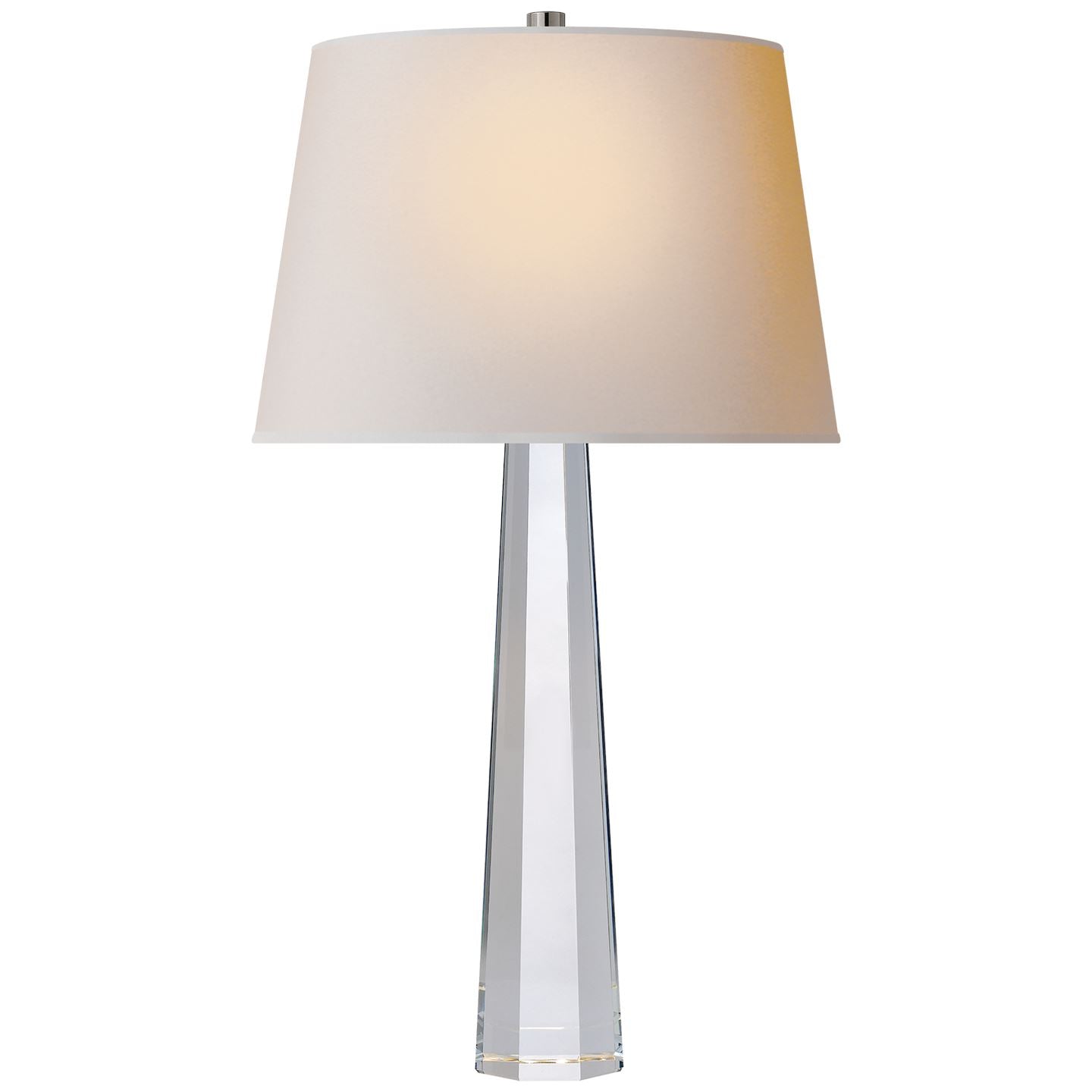 Octagonal Spire Medium Table Lamp in Crystal with Natural Paper Shade - Salisbury & Manus