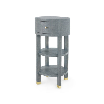 ODETTE 1-DRAWER ROUND SIDE TABLE, WASHED WINTER GRAY