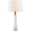 Olsen Table Lamp in Alabaster and Hand-Rubbed Antique Brass with Linen Shade - Salisbury & Manus