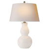 Open Bottom Gourd Table Lamp in White Glass with Natural Paper Shade - Salisbury & Manus