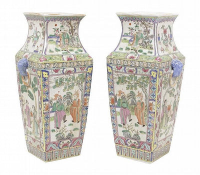 Pair Chinese Famille Vert Vases - Salisbury & Manus