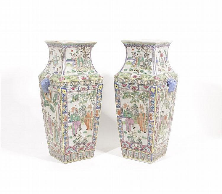 Pair Chinese Famille Vert Vases - Salisbury & Manus