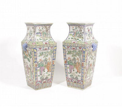 Pair Chinese Famille Vert Vases - Salisbury & Manus