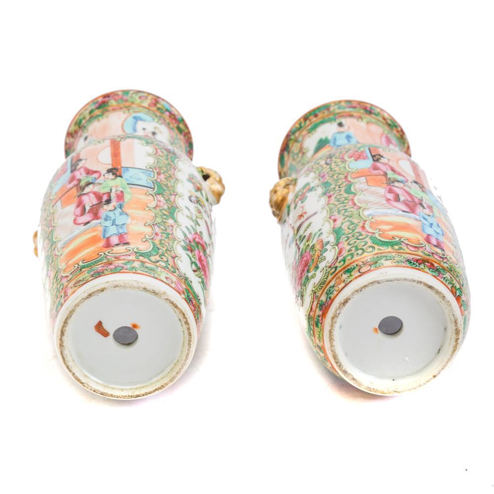 Pair of 19th Century Chinese Export Rose Medallion vases - Salisbury & Manus