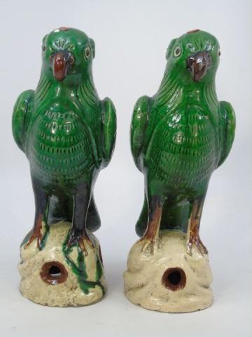Pair of Chinese Painted Porcelain Parrots. - Salisbury & Manus