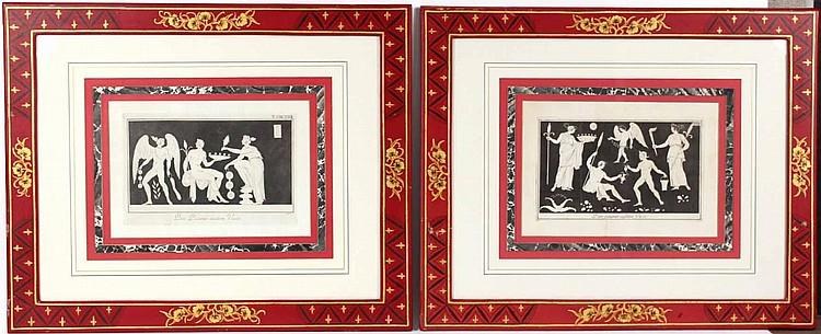 Pair of Classical Etchings Giovanni Battista Passeri in Hand Painted Frames - Salisbury & Manus