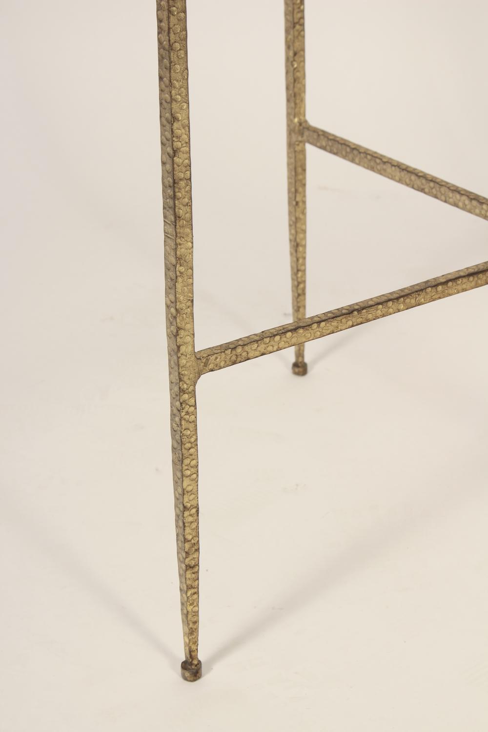 Pair of Gilt Hammered Steel and Glass Tables - Salisbury & Manus