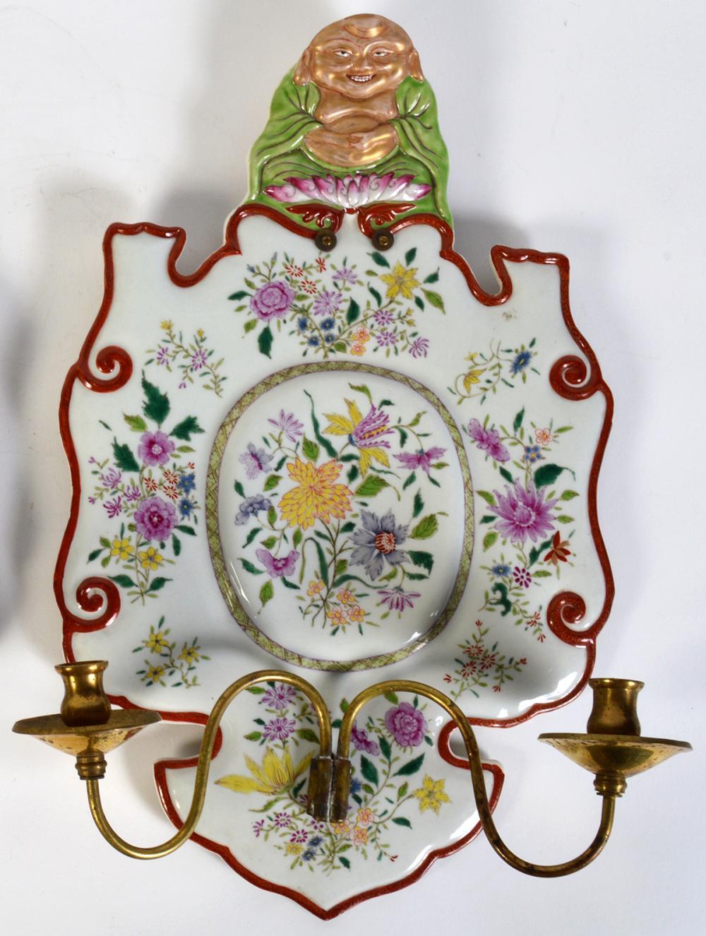 Pair of Porcelain & Bronze Wall Sconces - Salisbury & Manus