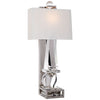 Paladin Tall Obelisk Sconce in Crystal and Polished Nickel with Natural Percale Shade - Salisbury & Manus