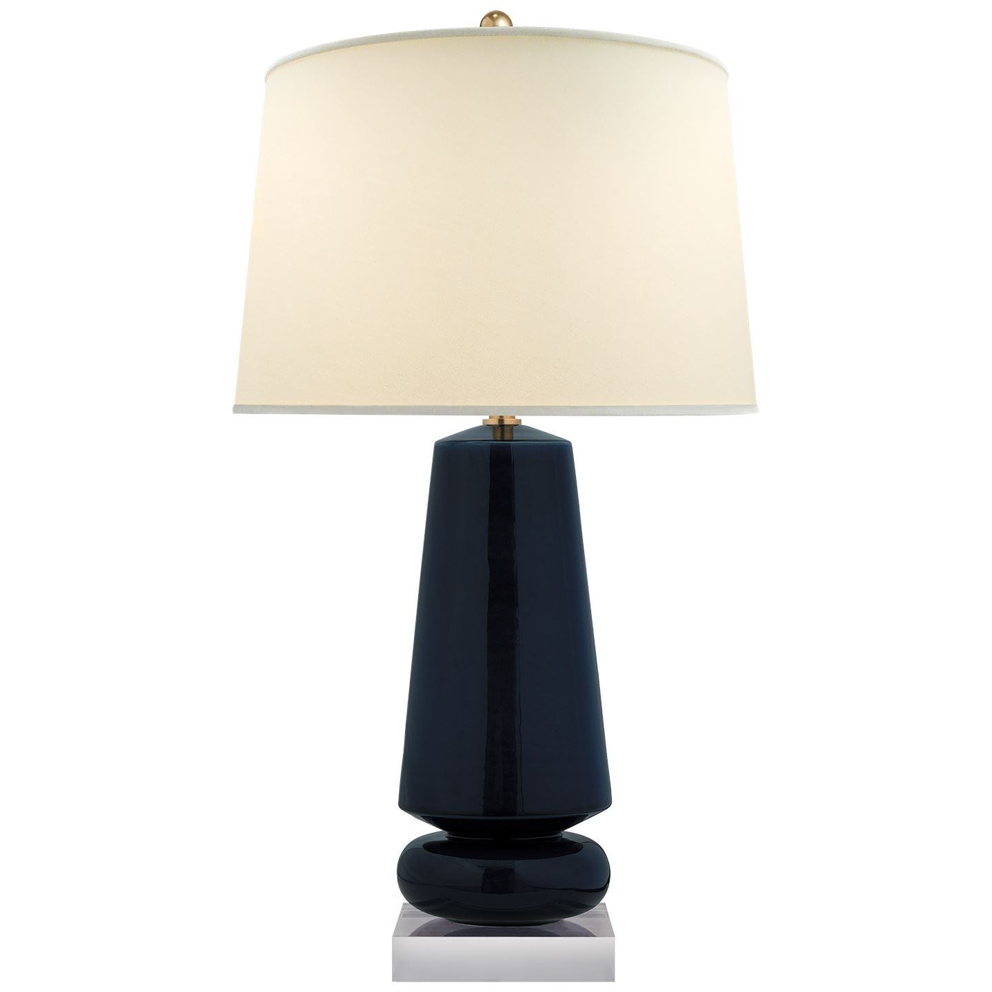 Parisienne Medium Table Lamp in Denim with Natural Percale Shade - Salisbury & Manus
