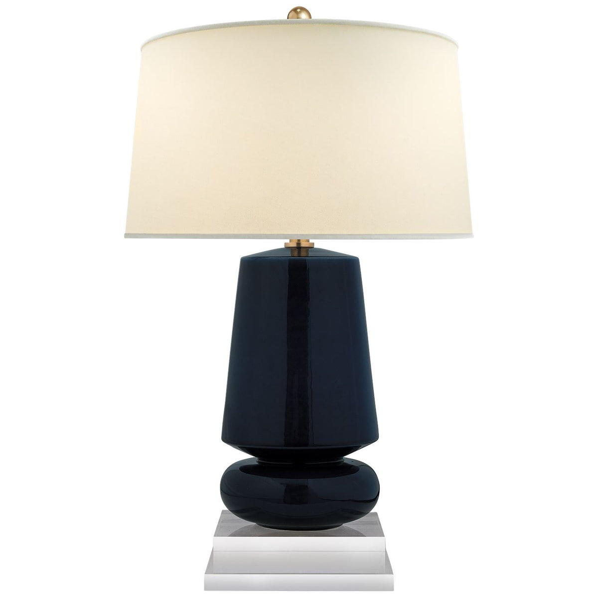 Parisienne Small Table Lamp in Denim with Natural Percale Shade - Salisbury &amp; Manus