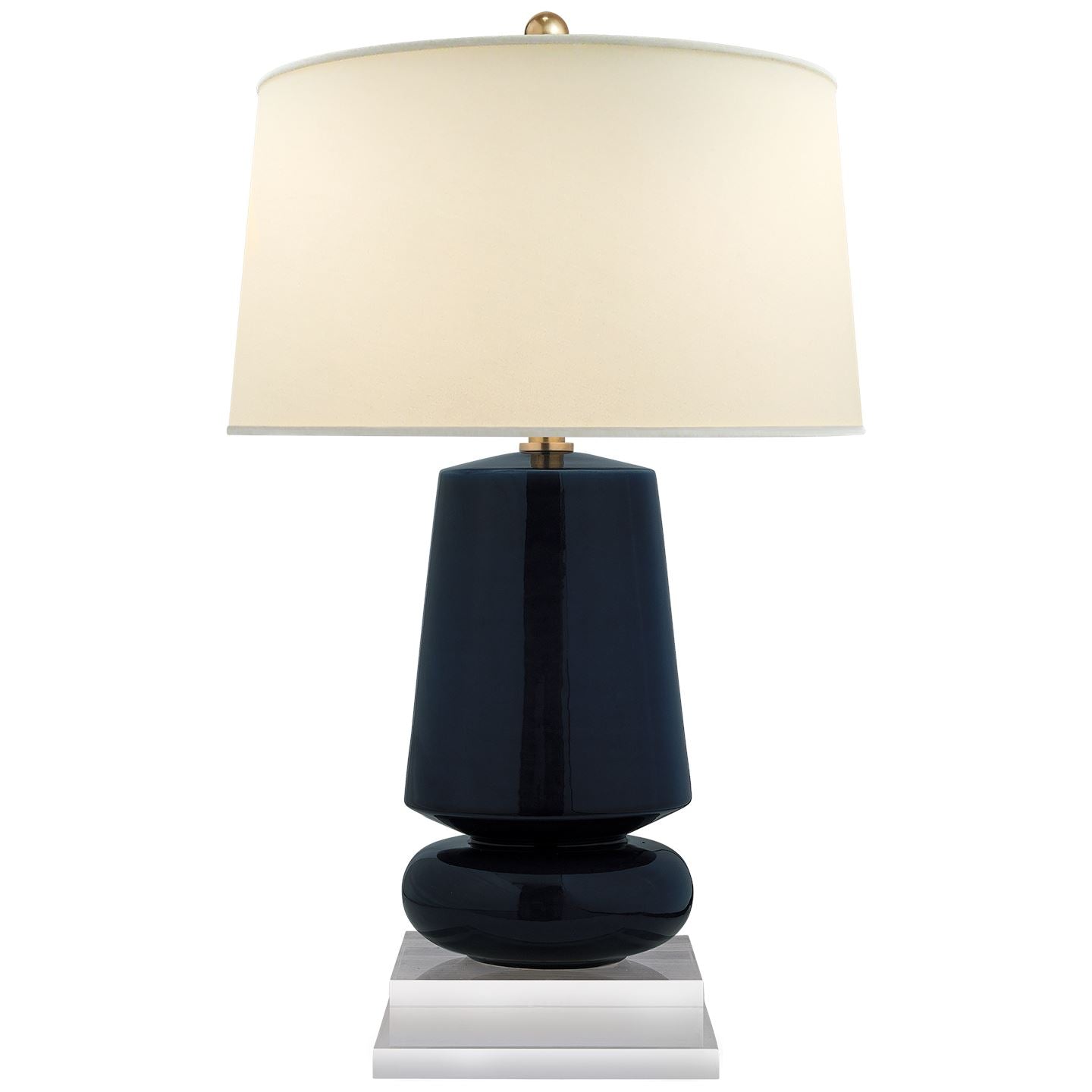Parisienne Small Table Lamp in Denim with Natural Percale Shade - Salisbury & Manus