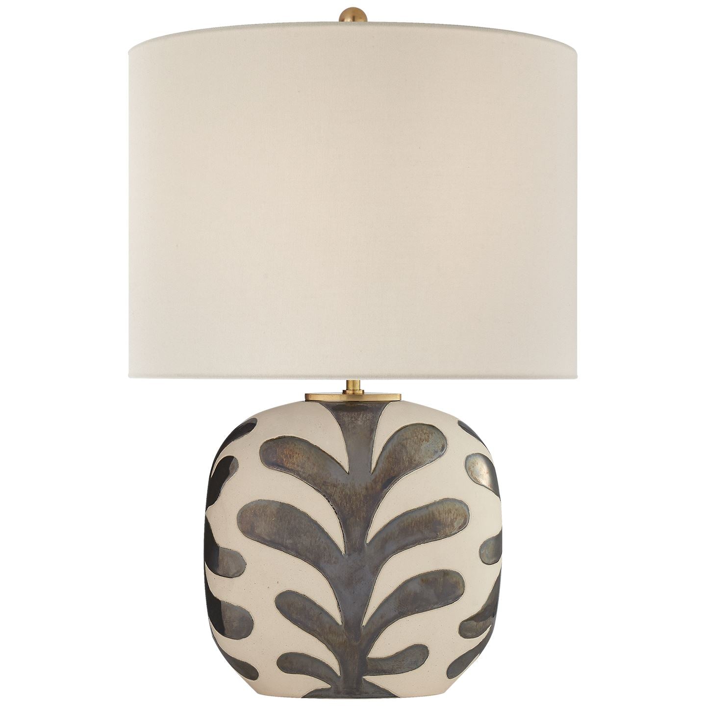 Parkwood Medium Table Lamp in Natural Bisque and Black Pearl with Linen Shade - Salisbury & Manus