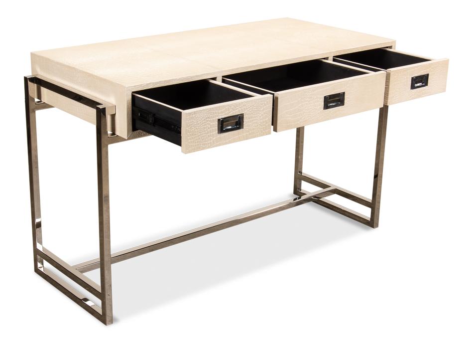 Pearl Crocodile Leather Desk - Salisbury & Manus