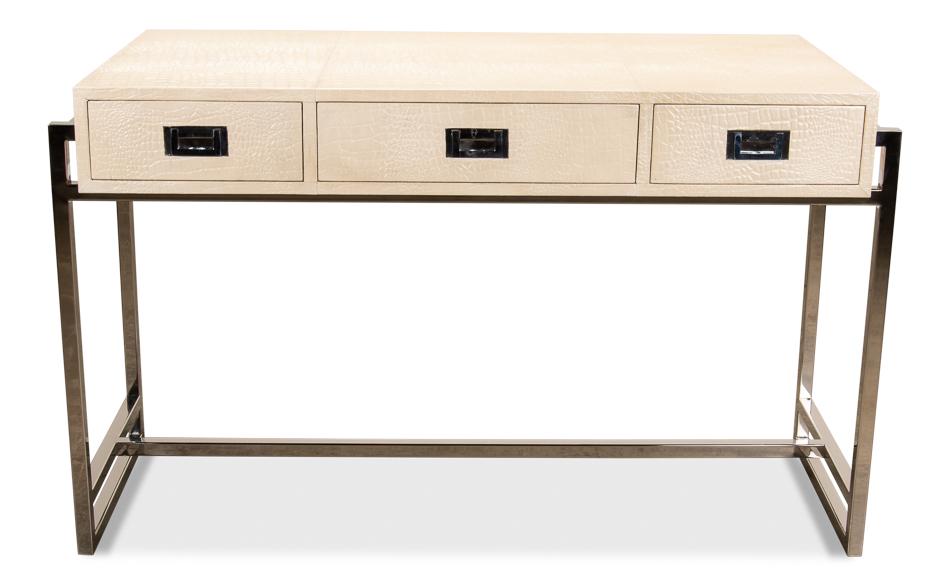 Pearl Crocodile Leather Desk - Salisbury & Manus