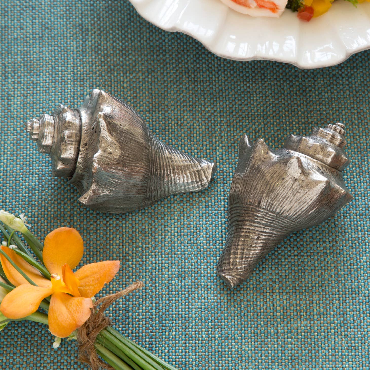 Pewter Conch Shells Salt & Pepper Set