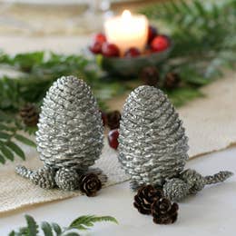 Pewter Pine Cones Salt &amp; Pepper Set