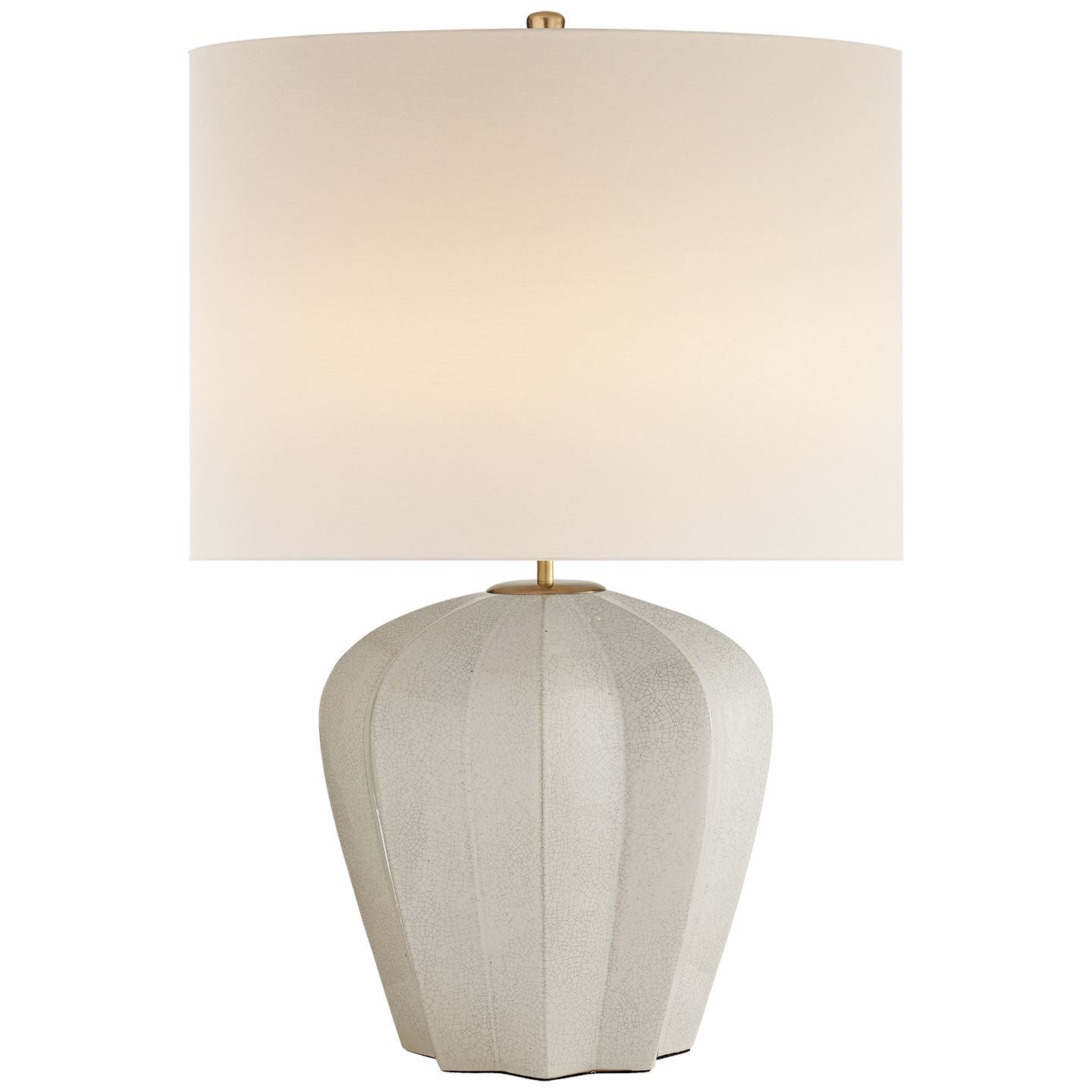 Pierrepont Medium Table Lamp in Bone Craquelure with Linen Shade - Salisbury & Manus