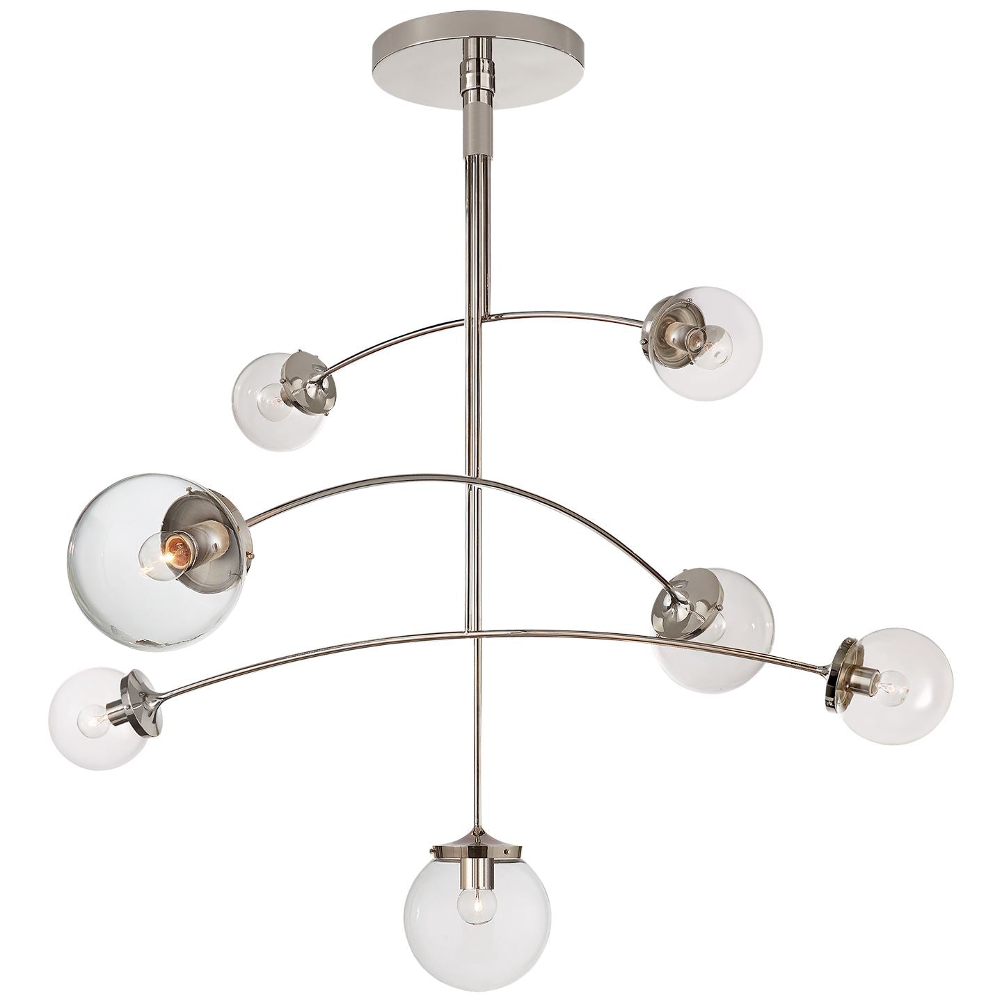 Prescott Large Mobile Chandelier in Polished Nickel with Clear Glass - Salisbury & Manus