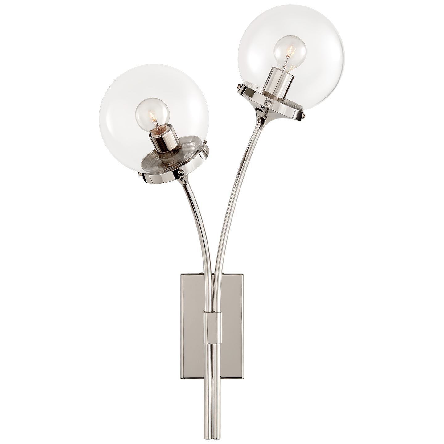 Prescott Left Sconce in Polished Nickel with Clear Glass - Salisbury & Manus