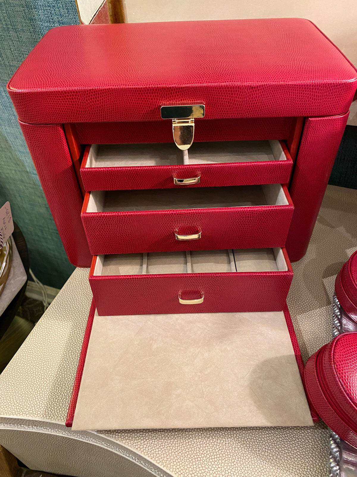 Red Leather Jewelry Box