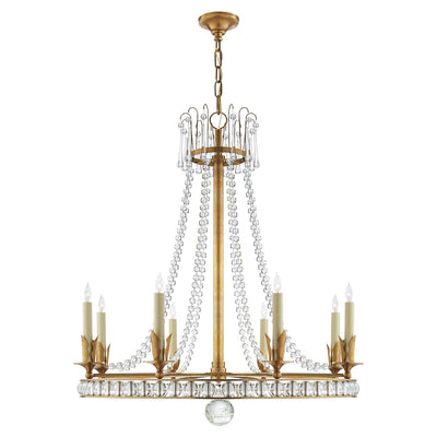 Regency Large Chandelier in Hand-Rubbed Antique Brass with Seeded Glass - Salisbury & Manus