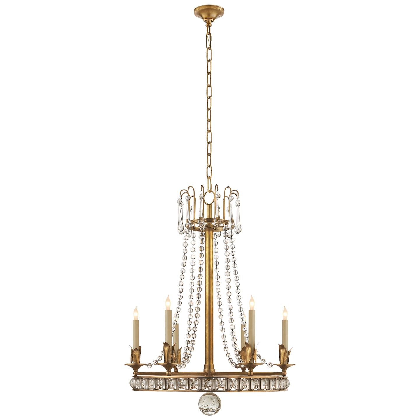 Regency Medium Chandelier in Hand-Rubbed Antique Brass with Seeded Glass - Salisbury & Manus
