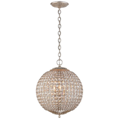 Renwick Small Sphere Chandelier in Burnished Silver Leaf with Crystal - Salisbury & Manus