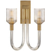 Reverie Double Sconce in Clear Ribbed Glass and Antique-Burnished Brass - Salisbury & Manus