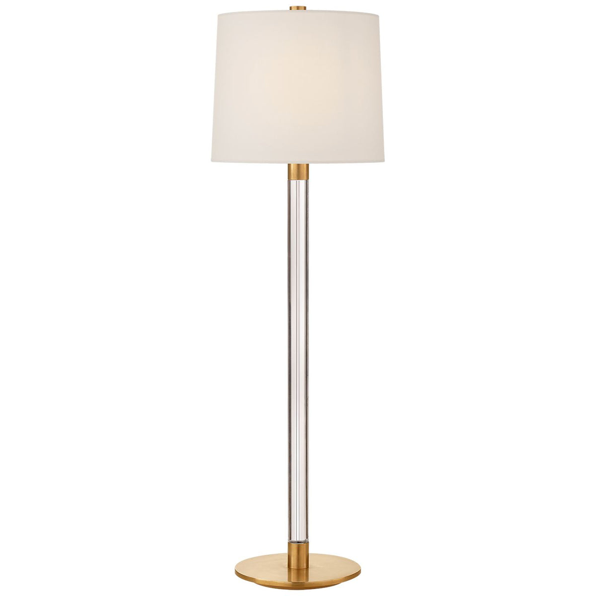 Riga Buffet Lamp in Crystal and Hand-Rubbed Antique Brass with Linen Shade - Salisbury &amp; Manus