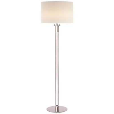 Riga Floor Lamp in Clear Glass and Polished Nickel with Linen Shade - Salisbury & Manus