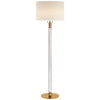 Riga Floor Lamp in Hand-Rubbed Antique Brass and Clear Glass with Linen Shade - Salisbury & Manus